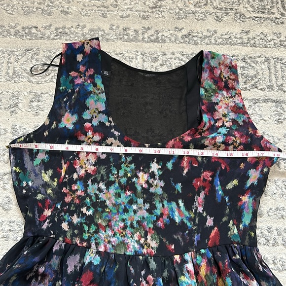 NWT ZARA BLACK MULTI-COLOURED FLORAL SPLATTER MULLET DRESS - Picture 5 of 6